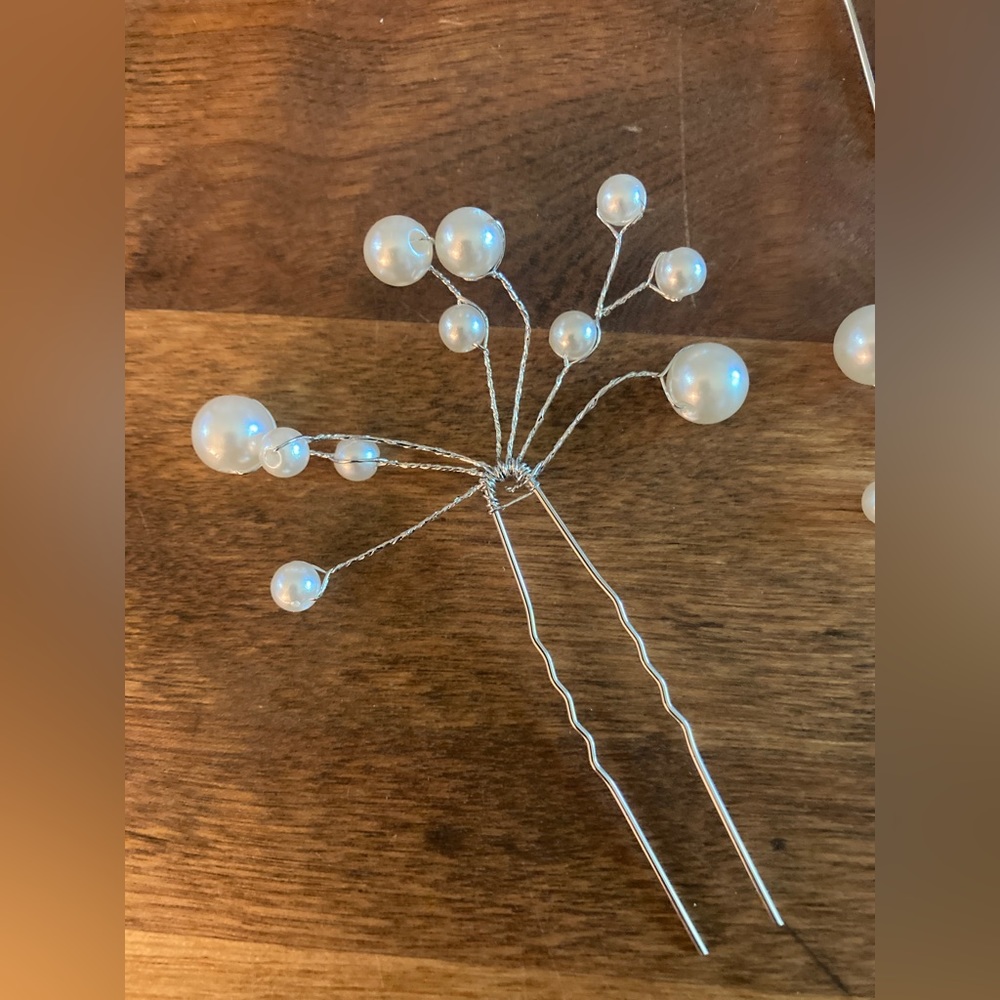 Bridal Hairpins - 10 Silver & pearls hairpins